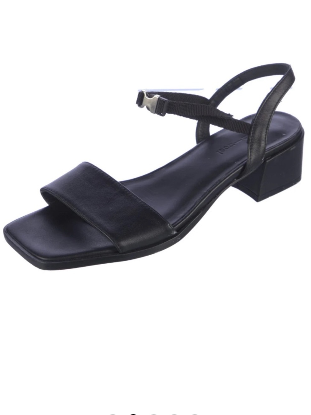 Paloma Wool Black Leather Square-Toe Block Heel Sandal